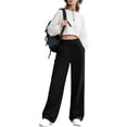 thumbnail image 1 of ctdiral Baggy Straight Leg Sweatpants for Women Fall Fashion Elastic High Waist Joggers Casual Solid Workout Pants with Pockets Black S, 1 of 9
