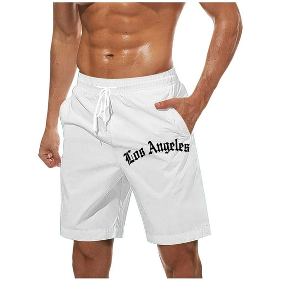 ctdiral Big and Tall Beach Shorts for Man Summer Loose Fit Drawstring Lounge Shorts Letter Print Straight Leg Short Pants with Pockets