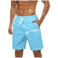 thumbnail image 1 of ctdiral Big and Tall Beach Shorts for Man Summer Loose Fit Drawstring Lounge Shorts Letter Print Straight Leg Short Pants with Pockets, 1 of 5