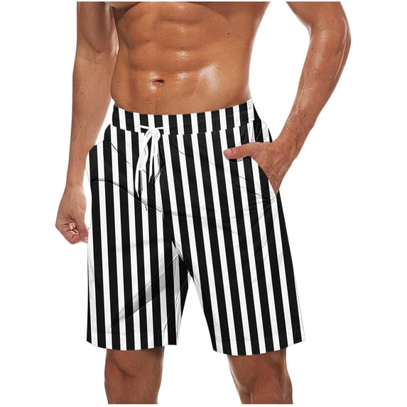 ctdiral Big and Tall Beach Shorts for Men Stripe Drawstring Stretchy Shorts Summer Loose Fit Lightweight Breathable Short Pants with Pockets