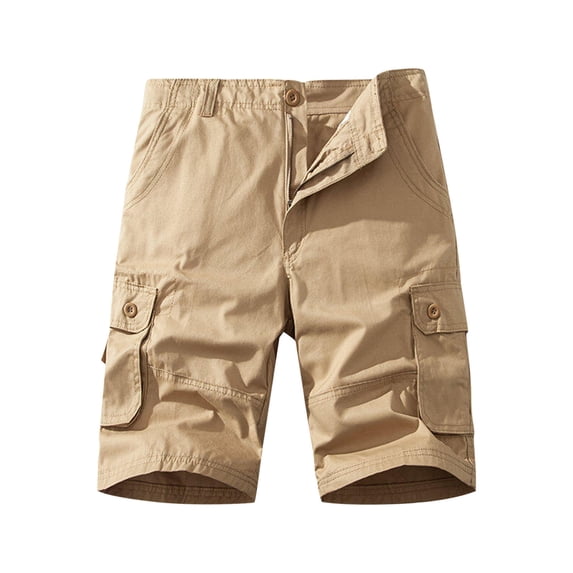 ctdiral Cargo Shorts for Men Multi Pockets Loose Fit Below Knee Shorts Button Zipper Outdoor Athletic Shorts Big and Tall Solid Color Hiking Shorts