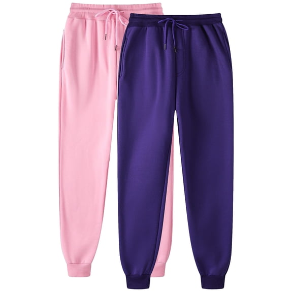 ctdiral Drawstring Sweatpants for Women 2 Pack Solid Color Basic Workout Pants Casual Stretchy Thin Fleece Long Pants Plus Size Tapered Pants with Pockets Dark Blue XXXL