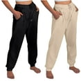 thumbnail image 1 of ctdiral Jogger Sweatpants 2 Pack for Women Baggy Elastic High Waisted Tapered Pants Fall Thin Fleece Comfy Sweatpants Outdoor Workout Joggers with Pockets Khaki XXXL, 1 of 8