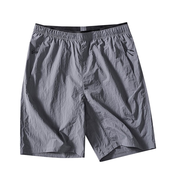 ctdiral Men's Big & Tall Athletic Shorts Elastic Waisted Ice Silk Shorts with Zipper Pockets Solid Color Quick Dry Workout Short Pants Running Gym Shorts
