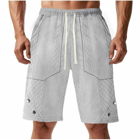 ctdiral Men's Drawstring Shorts Elastic Waist Drawstring Jacquard Textured Shorts Loose Fit Comfy Retro Short Pants Summer Soft Lightweight Lounge Shorts with Pockets