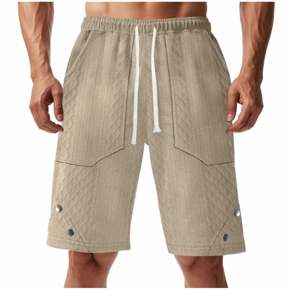 ctdiral Men's Drawstring Shorts Elastic Waist Drawstring Jacquard Textured Shorts Loose Fit Comfy Retro Short Pants Summer Soft Lightweight Lounge Shorts with Pockets
