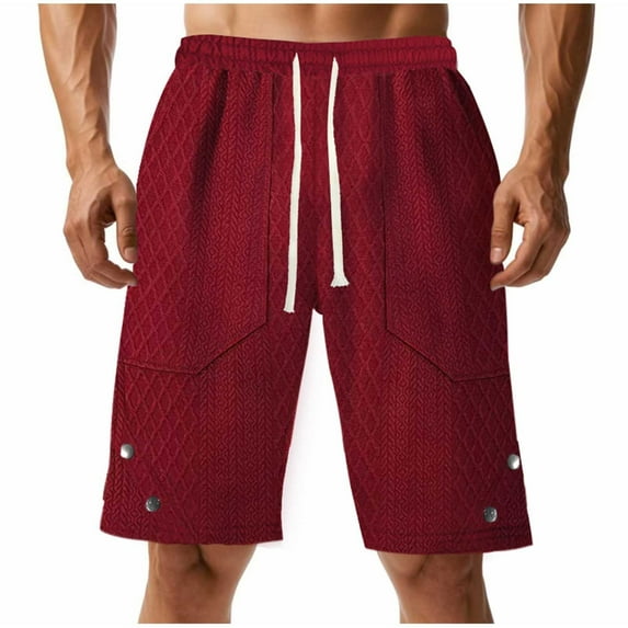 ctdiral Men's Drawstring Shorts Elastic Waist Drawstring Jacquard Textured Shorts Loose Fit Comfy Retro Short Pants Summer Soft Lightweight Lounge Shorts with Pockets