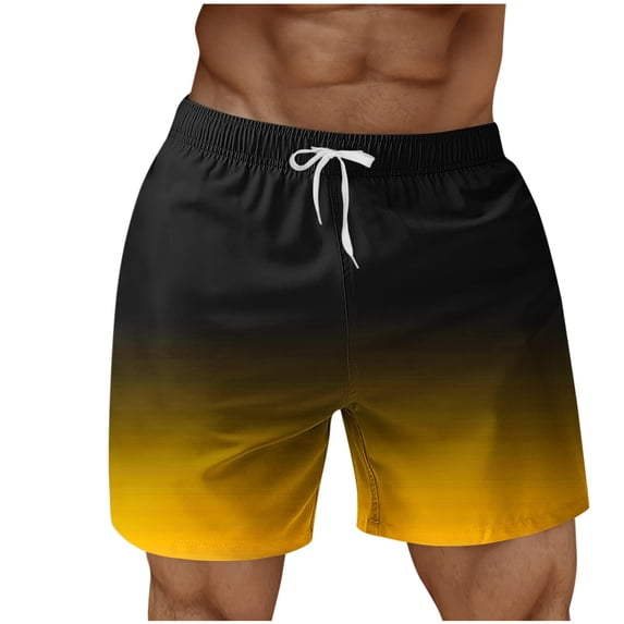 ctdiral Men's Swim Trunks Gradient Print Quick Dry Beach Board Shorts with Pockets Big & Tall Elastic Waisted Drawstring Shorts Summer Casual Athletic Shorts