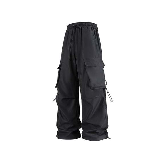 ctdiral Mens Straight Leg Cargo Pants Outdoor Quick Dry Trousers Elastic Waist Adjustable Hem Pants with Multi Pockets Black M