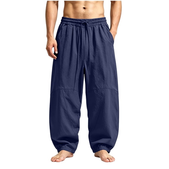 ctdiral Mens Tapered Pants Drawstring Elastic Waist Baggy Trousers with Pockets Fall Casual Comfy Daily Outfits Navy XXXXXL