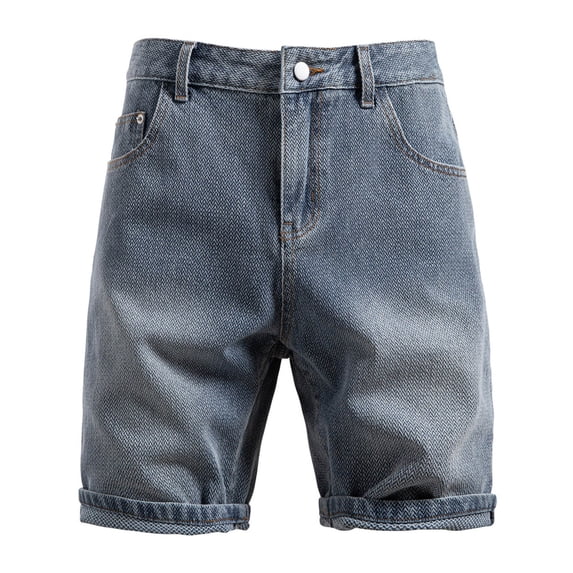ctdiral Mens Vintage Denim Shorts Button Zipper Straight Leg Shorts Fashion Distressed Jean Shorts with Pockets