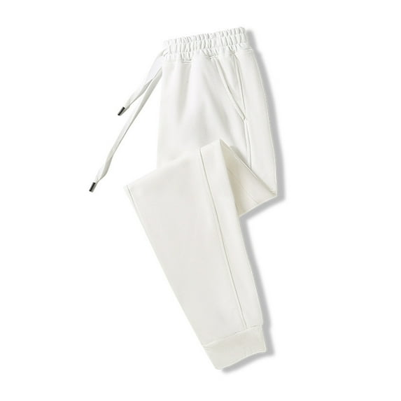 ctdiral Plus Size Sweatpants for Women Elastic Waist Drawstring Joggers Pants Solid Color Basic Workout Pants Casual Lightweight Straight Trousers with Pockets Tapered Pants White M