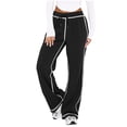 thumbnail image 1 of ctdiral Stripe Pants for Women Soft Lightweight Jogging Sweatpants Fall Elastic Waisted Drawstring Wide Leg Sweatpants Lounge Pants with Pockets Black XL, 1 of 7