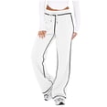 thumbnail image 1 of ctdiral Stripe Pants for Women Soft Lightweight Jogging Sweatpants Fall Elastic Waisted Drawstring Wide Leg Sweatpants Lounge Pants with Pockets White XL, 1 of 7