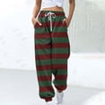 thumbnail image 1 of ctdiral Sweatpants for Women Fall Striped Color Block Lounge Long Pants Elastic High Waisted Drawstring Sweatpants with Pockets Casual Loose Fit Comfy Sports Joggers Army Green L, 1 of 6