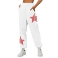 thumbnail image 1 of ctdiral Sweatpants for Women Wide Leg Baggy Straight Leg Trousers Stars Print Joggers with Pockets Fall Elastic Waisted Tapered Workout Long Pants with Pockets White M, 1 of 7