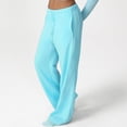 thumbnail image 1 of ctdiral Wide Leg Sweatpants for Women Elastic Waist Baggy Casual Drawstring Pants with Pockets Solid Color Stretchy Workout Trousers Light Blue L, 1 of 6