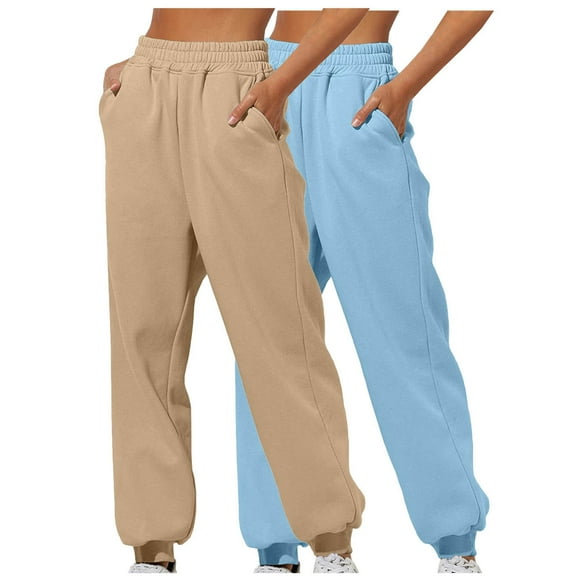 ctdiral Women's Harem Sweatpants 2 Piece Lightweight Elastic High Waisted Jogger Outdoor Sport Baggy Long Pants Fall Winter Thin Fleece Sweat Pants Tracksuit with Pockets Light Blue L