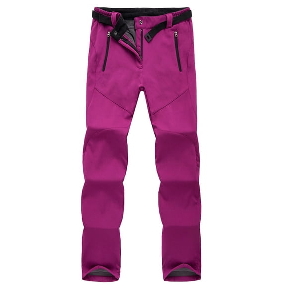 ctdiral Women's Outdoor Snow Pants Thick Fleece Lined Sports Trousers Hiking Trekking Ski Waterproof Long Pants with Pockets Hot Pink S