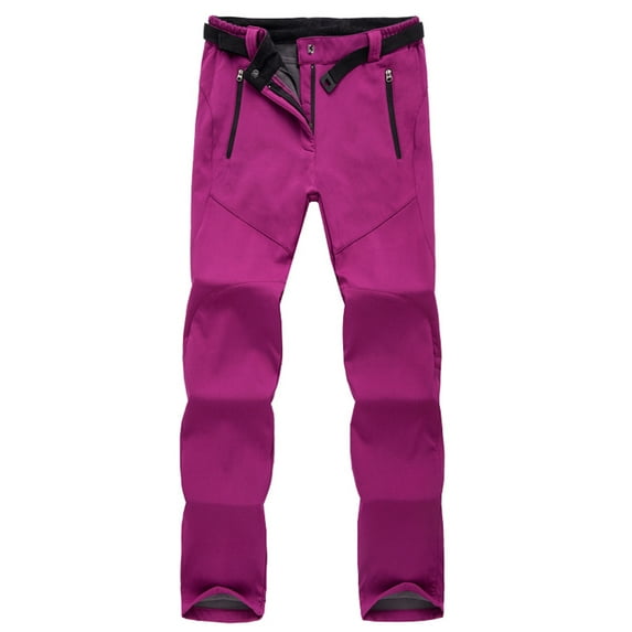 ctdiral Women's Outdoor Snow Pants Thick Fleece Lined Sports Trousers Hiking Trekking Ski Waterproof Long Pants with Pockets Hot Pink S