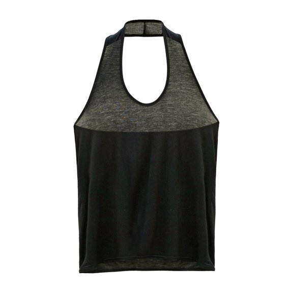 ctdiral Womens Backless Halter Top Scoop Neck Sleeveless Tank Tops Solid Color Lightweight Tunic Tops Summer Casual Comfy Tops Black XXL