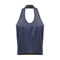 thumbnail image 1 of ctdiral Womens Backless Halter Top Scoop Neck Sleeveless Tank Tops Solid Color Lightweight Tunic Tops Summer Casual Comfy Tops Blue XXL, 1 of 9