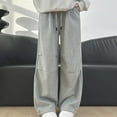 thumbnail image 1 of ctdiral Womens Baggy Sweatpants Fall Winter Outdoor Streetwear Drawstring Wide Leg Trousers Casual Lightweight Palazzo Pants Jogging Pants with Pockets Gray L, 1 of 9