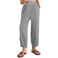 thumbnail image 1 of ctdiral Womens Baggy Wide Leg Pants Elastic Waisted Lounge Ankle Pants Palazzo Harem Pants Casual Lightweight Straight Trousers with Pockets Gray L, 1 of 5