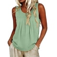 thumbnail image 1 of ctdiral Womens Crew Neck Sleeveless Tank Tops Pleated Loose Fit Tunic Tops Solid Color Lightweight Tee Summer Casual Comfy Tops Green S, 1 of 8