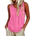 thumbnail image 1 of ctdiral Womens Crew Neck Sleeveless Tank Tops Pleated Loose Fit Tunic Tops Solid Color Lightweight Tee Summer Casual Comfy Tops Hot Pink XXL, 1 of 7