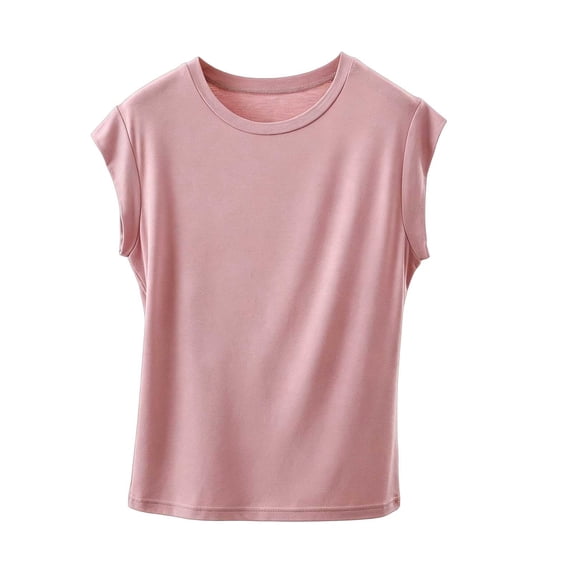 ctdiral Womens Crew Neck Sleeveless Tank Tops Solid Color Crop Tank Tops Lightweight Loose Fit Tunic Tops Summer Casual Going Out Tee Pink XXL