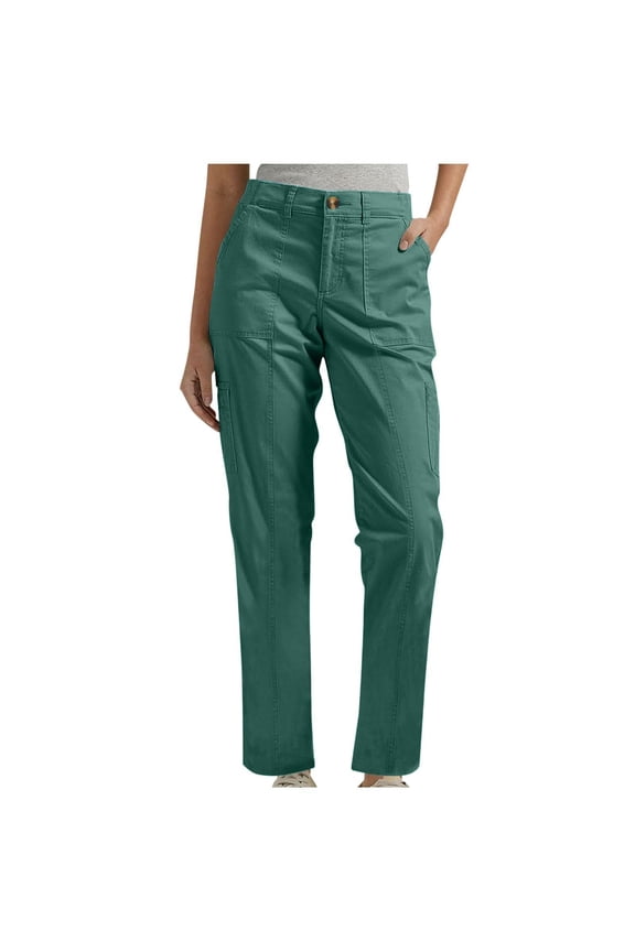 Womens Elastic Waist Straight Trousers High Waist Ankle Length Pants Solid Color Long Pants with Pockets Summer Casual Going Out Slacks Mint Green S