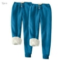 thumbnail image 1 of ctdiral Womens Fleece Lined Sweatpants 2 Pack Sherpa Drawstring Warm Long Pants with Pockets Winter Thermal Leggings Solid Color Loungewear Dark Blue XXL, 1 of 6