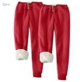 thumbnail image 1 of ctdiral Womens Fleece Lined Sweatpants 2 Pack Sherpa Drawstring Warm Long Pants with Pockets Winter Thermal Leggings Solid Color Loungewear Red S, 1 of 6