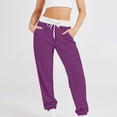 thumbnail image 1 of ctdiral Womens Fleece Sweatpants Casual High Waist Drawstring Straight Leg Tapered Pants Outdoor Active Joggers with Pockets Fall Workout Athletic Long Pants Trousers Purple L, 1 of 6