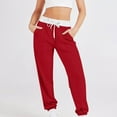 thumbnail image 1 of ctdiral Womens Fleece Sweatpants Casual High Waist Drawstring Straight Leg Tapered Pants Outdoor Active Joggers with Pockets Fall Workout Athletic Long Pants Trousers Red M, 1 of 6