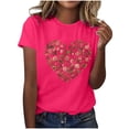 thumbnail image 1 of ctdiral Womens Heart Printed Crew Neck Tees Loose Fit Short Sleeve Tops Casual Workout Tunic Tops Summer Fashion T Shirt Watermelon Red XXL, 1 of 5