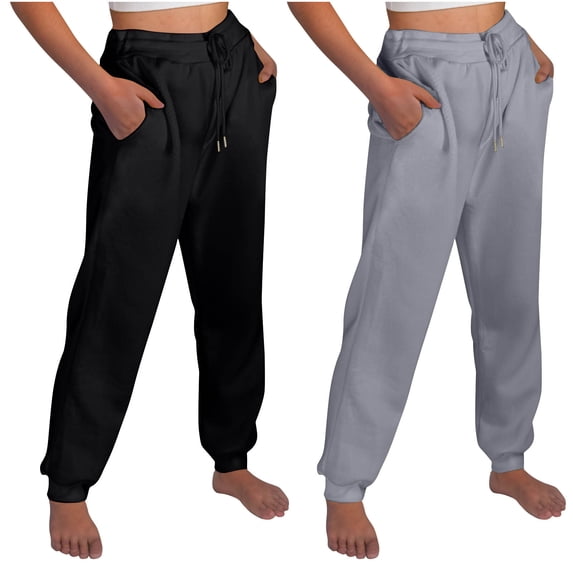 ctdiral Womens Sweatpants 2 Piece Baggy Drawstring Sweat Pants with Pockets Elastic Waisted Lounge Joggers Fall Thin Fleece Straight Trousers Gray L