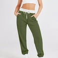 thumbnail image 1 of ctdiral Womens Sweatpants High Waisted Drawstring Baggy Joggers Solid Color Y2k Athletic Sweatpants Fall Thin Fleece Lounge Trousers with Pockets Army Green XXL, 1 of 6