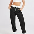 thumbnail image 1 of ctdiral Womens Sweatpants High Waisted Drawstring Baggy Joggers Solid Color Y2k Athletic Sweatpants Fall Thin Fleece Lounge Trousers with Pockets Black XXL, 1 of 6