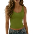 thumbnail image 1 of ctdiral Womens V Neck Sleeveless Tank Tops Solid Color Slim Fit Tanks Soft Stretch Tops Summer Comfy Lightweight Tee Green XL, 1 of 7