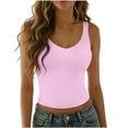 thumbnail image 1 of ctdiral Womens V Neck Sleeveless Tank Tops Solid Color Slim Fit Tanks Soft Stretch Tops Summer Comfy Lightweight Tee Pink S, 1 of 8