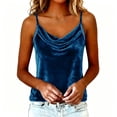 thumbnail image 1 of ctdiral Womens Velvet Sleeveless Tank Top Cowl Neck Spaghetti Strap Tanks Solid Color Loose Fit Tunic Tops Summer Fashion Party Tops Blue M, 1 of 9