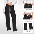 thumbnail image 1 of ctdiral Womens Wide Leg Sweatpants Elastic Waisted Drawstring Long Pants Solid Color Baggy Sweat Pants with Pockets Fall Thin Fleece Lounge Trousers Black XL, 1 of 7