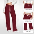 thumbnail image 1 of ctdiral Womens Wide Leg Sweatpants Elastic Waisted Drawstring Long Pants Solid Color Baggy Sweat Pants with Pockets Fall Thin Fleece Lounge Trousers Wine XL, 1 of 7