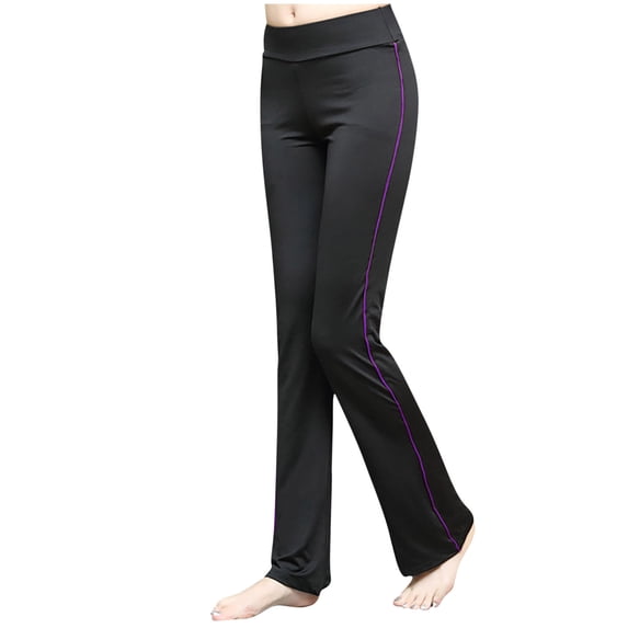 ctdiral Womens Workout Yoga Pants Comfy Lightweight Elastic Waist Sweatpants Stretchy Slim Fit Flared Pants Purple XL