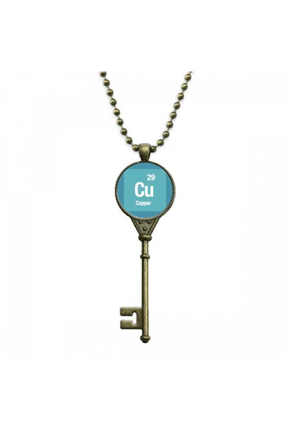 cu copper checal element science key necklace pendant tray embellished chain