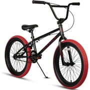 cubsala 18'' Unisex Kids Freestyle BMX Bike, Black with Red Tires