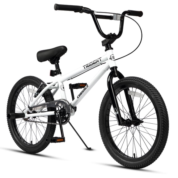 cubsala 20 Inch BMX Race Bike Trident Bicycles Beginner-Level to Advanced Riders with 2 Pegs Trick Cycling and Professional Riding, White