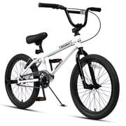 cubsala 20 Inch BMX Race Bike Trident Bicycles Beginner-Level to Advanced Riders with 2 Pegs Trick Cycling and Professional Riding, White